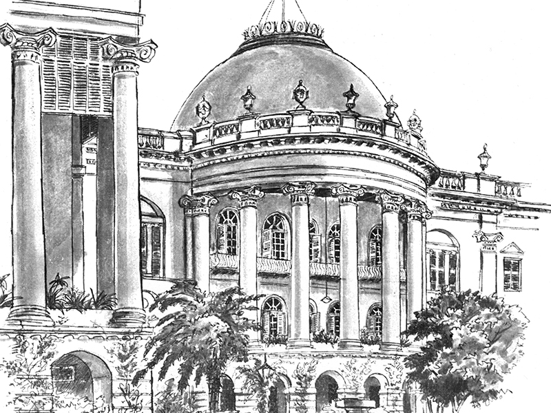 Calcutta, Government House, from Calcutta, An Artists’s Impression by Desmond Doig.