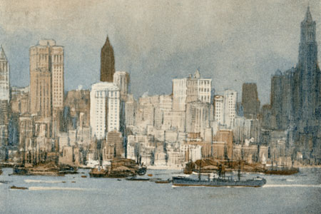 New York, watercolour by Donald Maxwell, publ. c. 1928