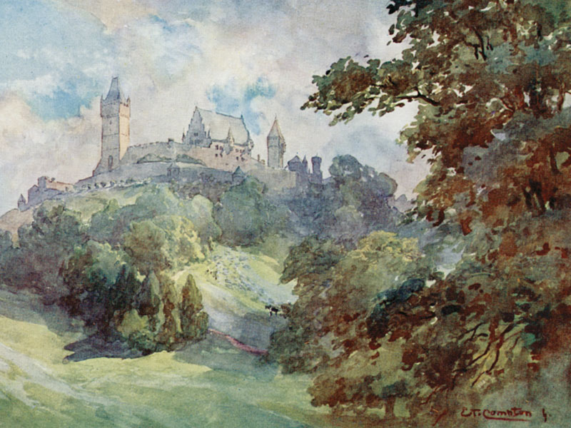 Coburg Castle and Park, from Germany, by E T & E Harrison Compton, 1912