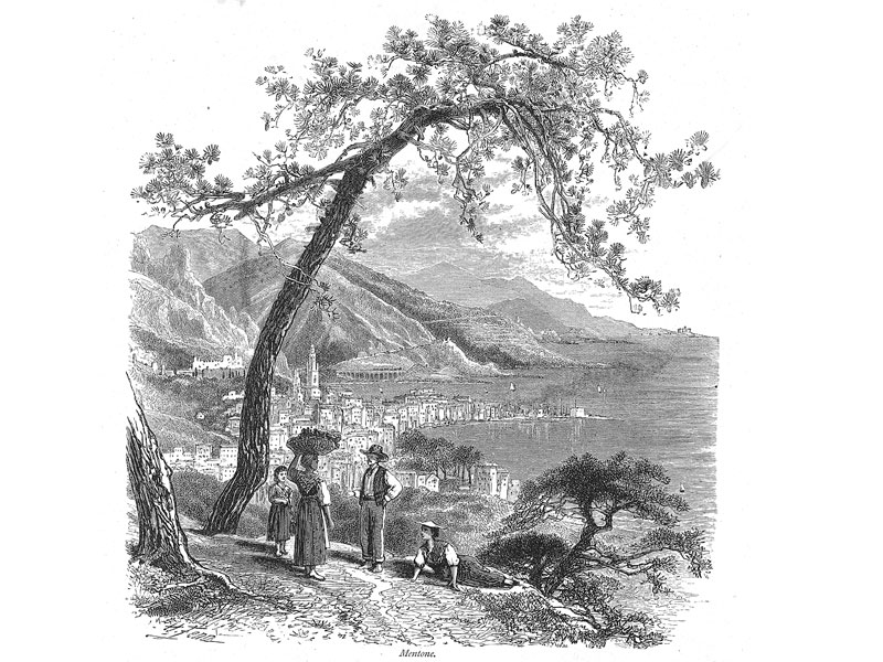 Menton, engraving from Picturesque Europe, c. 1880.