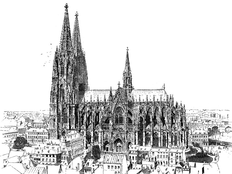 Cologne Cathedral, from Pen Drawing & Pen Draughtsmen by Joseph Pennell, 1987.