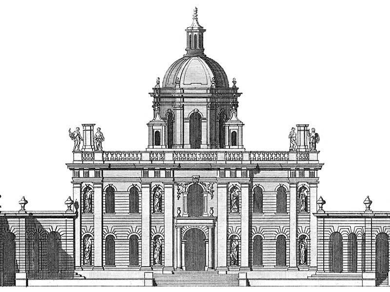 Castle Howard, engraving based on Colen Cambell’s Vitruvius Britannicus, 1720s.