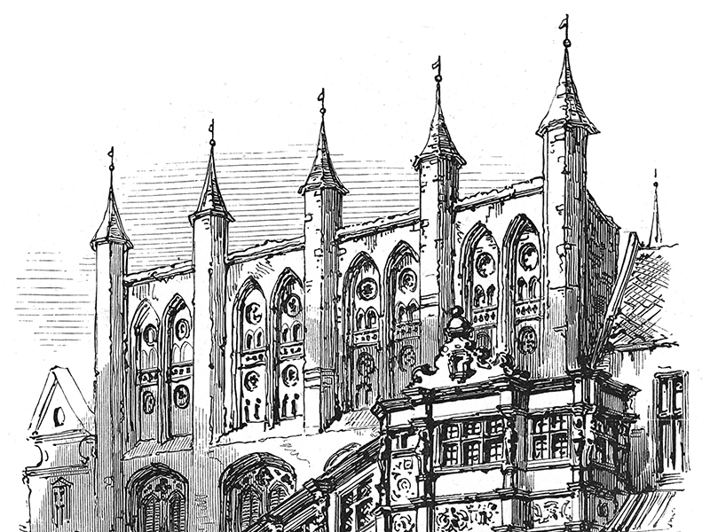 Lübeck, Town Hall, engraving from 'Leaves from a Sketchbook', c. 1890.