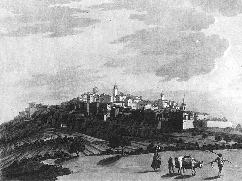 Montepulciano, aquatint c. 1830.