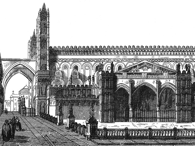 Palermo Cathedral, engraving c. 1830