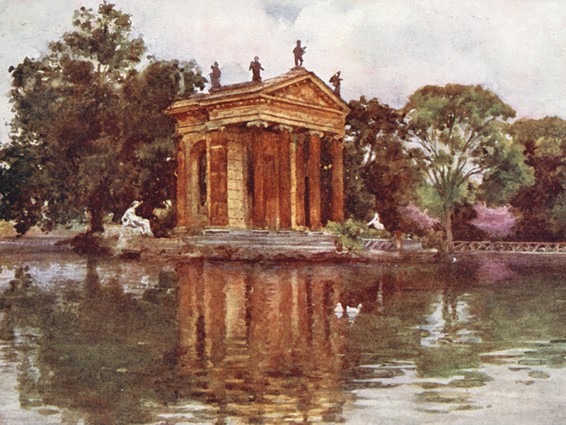 Villa Borghese, from 'Rome' by Alberto Pisa,publ. A&C Black 1905