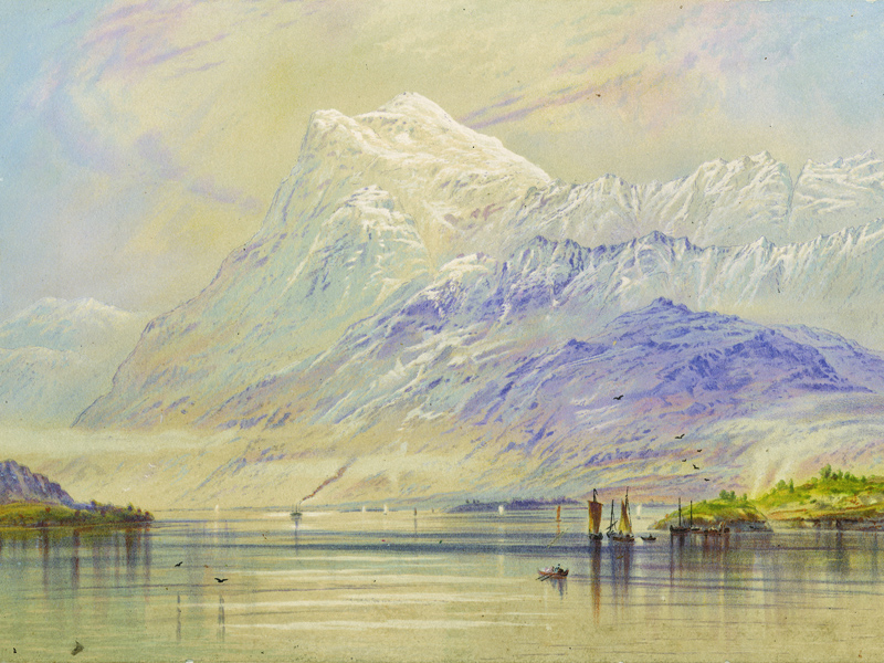Norwegian landscape, after an early-20th-century painting.