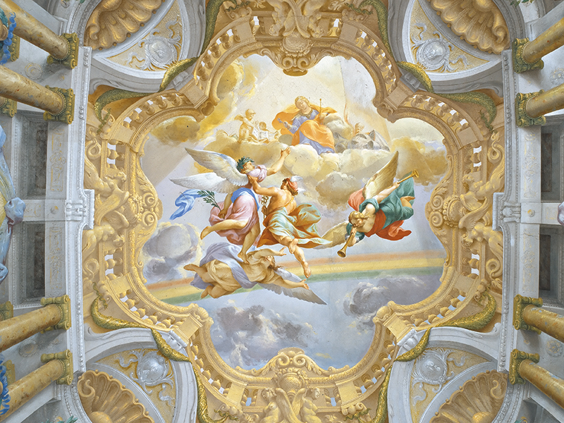Photograph of the ceiling of the Palazzo Albergati.