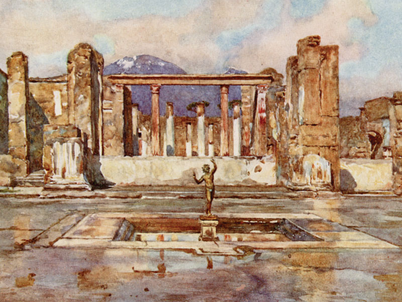 Pompeii, watercolour by Frank Fox, publ. 1915