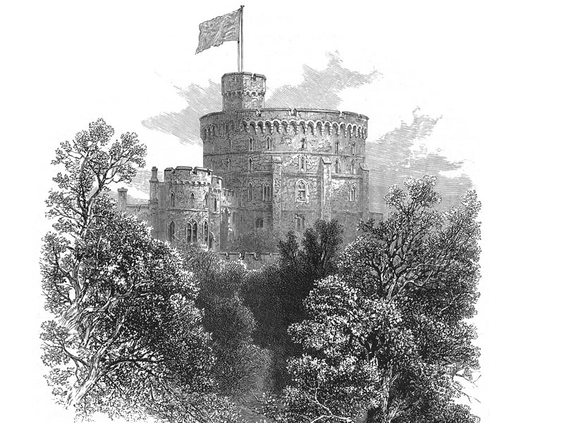 Windsor Castle, wood engraving c. 1880.