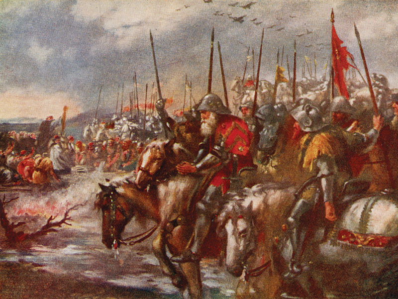 ‘The Morning of Agincourt’, watercolour after Sir John Gilbert publ. 1920.