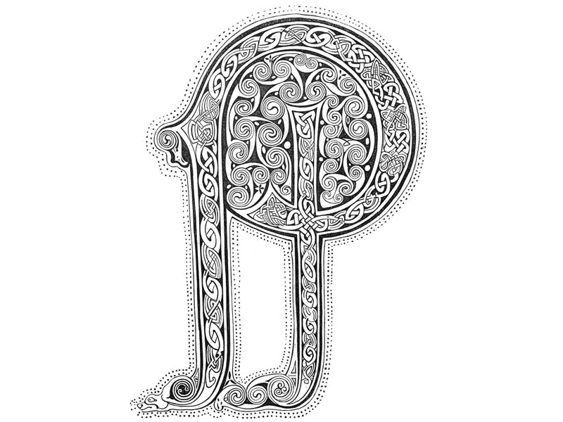 Anglo-Saxon letter, engraving c. 1860.