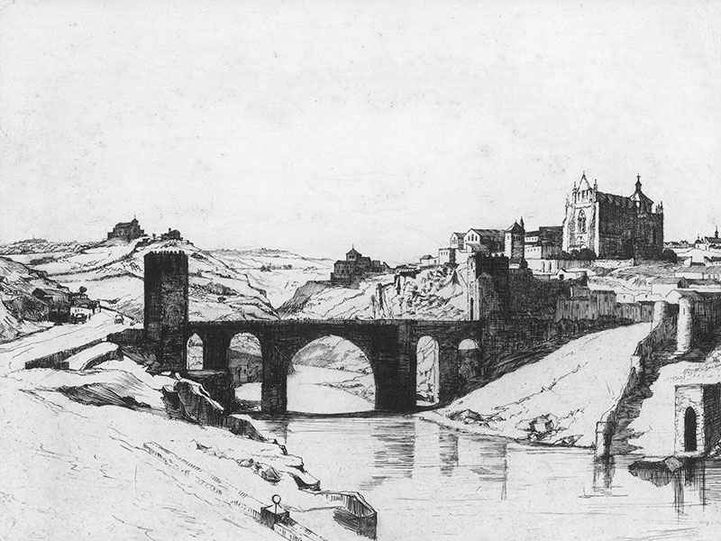 Toledo, 20th-century etching.