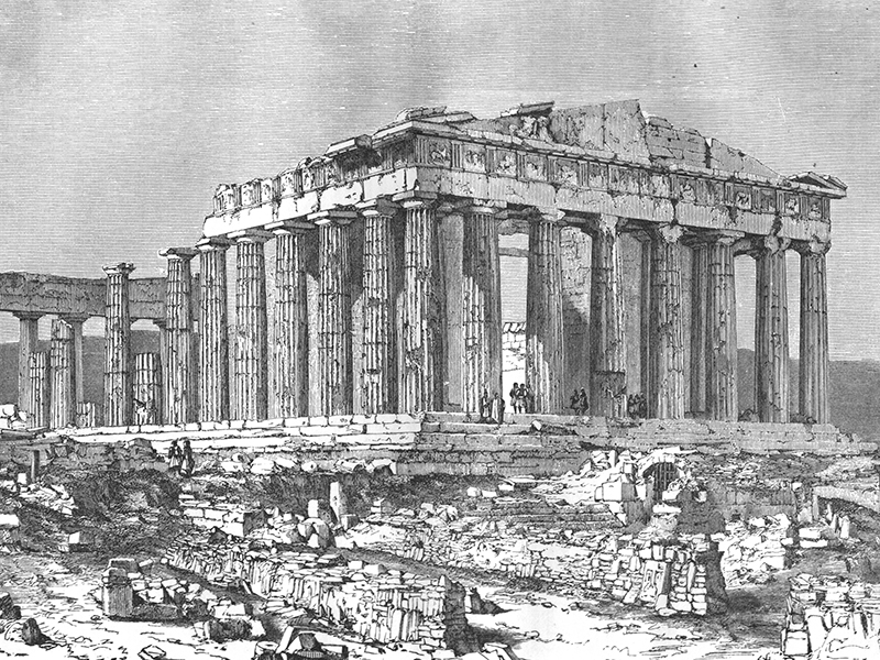 Athens, Parthenon, wood engraving c. 1880