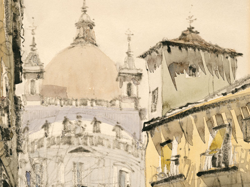 Madrid, San Francisco El Grande, 20th-century watercolour