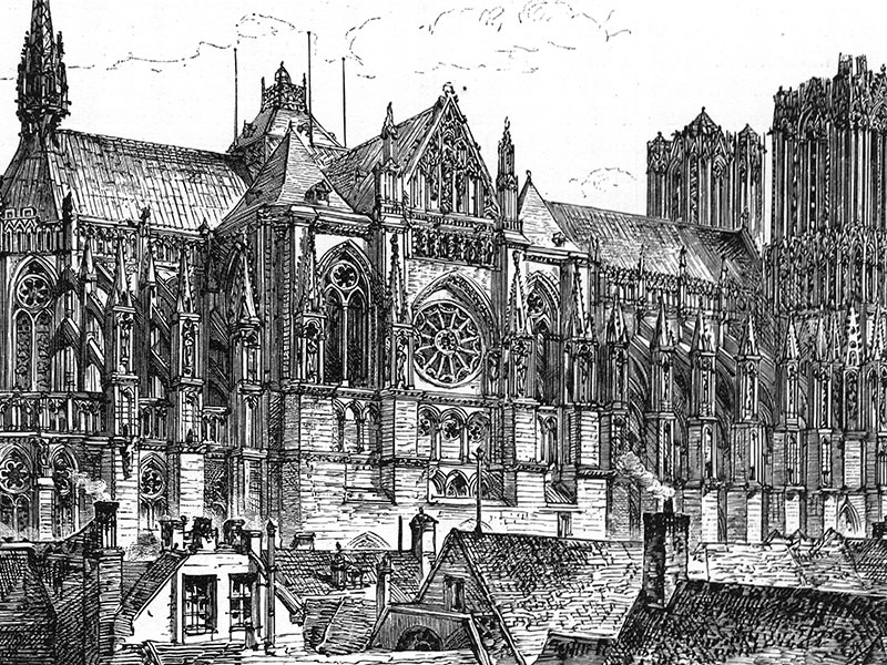Rheims Cathedral, engraving, 1890.