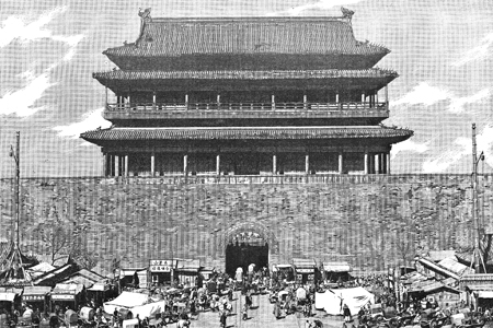 Beijing, ‘Gate of Heaven’, drawing by Boudier after a photograph, publ. 1892.