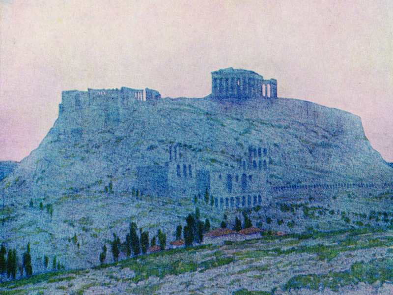 Athens, watercolour by Jules Guérin, publ. 1913.