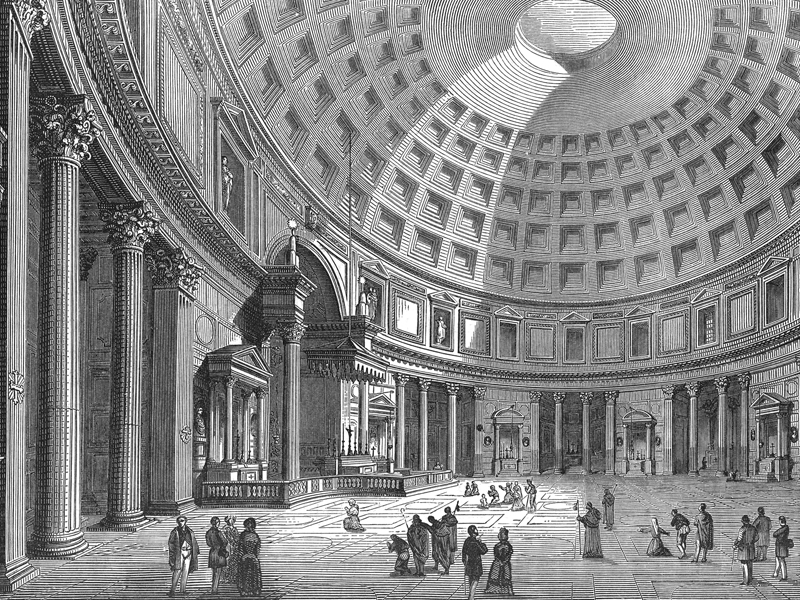 The Pantheon, wood engraving c. 1890.