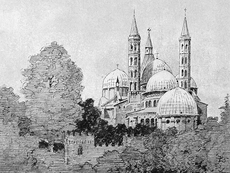 Padua, Church of St Anthony, after a drawing by Inglis Sheldon-Williams in ‘A Dawdle in Lombardy’, 1928.