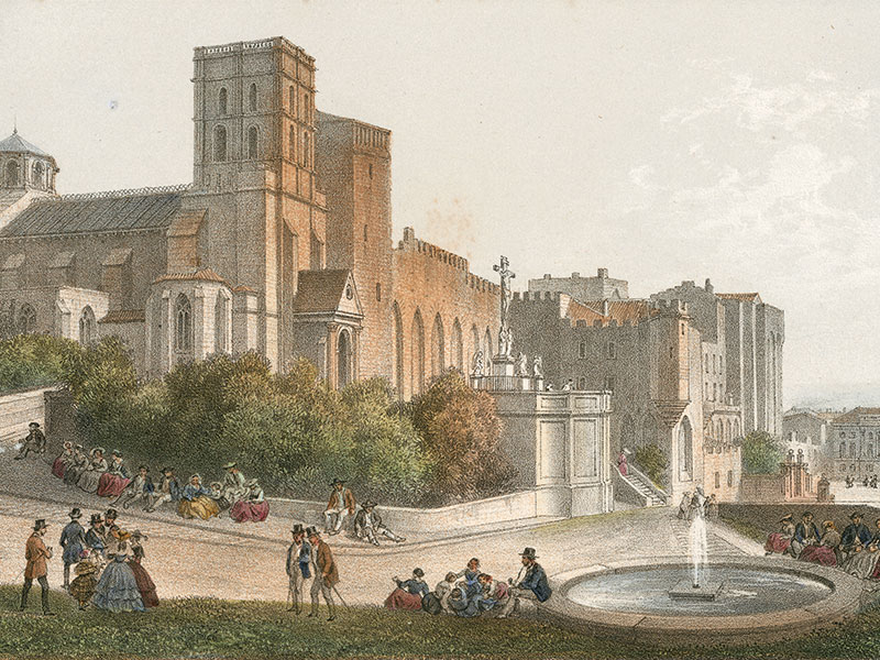 Avignon, cathedral, lithograph c. 1850.