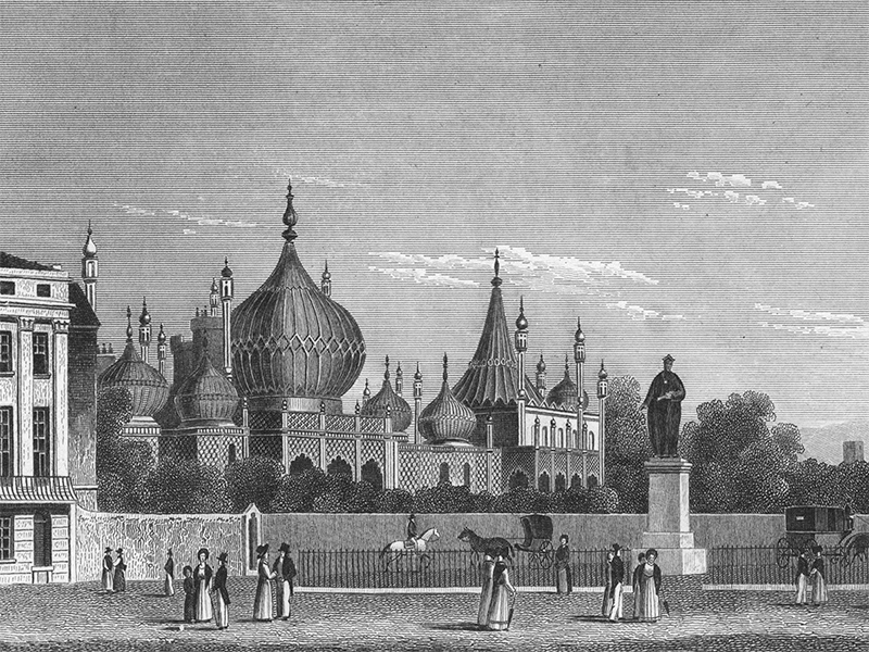 Brighton Pavilion, 19th-century steel engraving. 