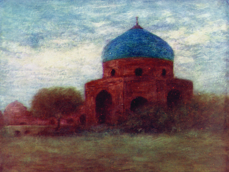 Amritsar, the Porcelain Dome, watercolour by Mortimer Menpes, publ. 1910.