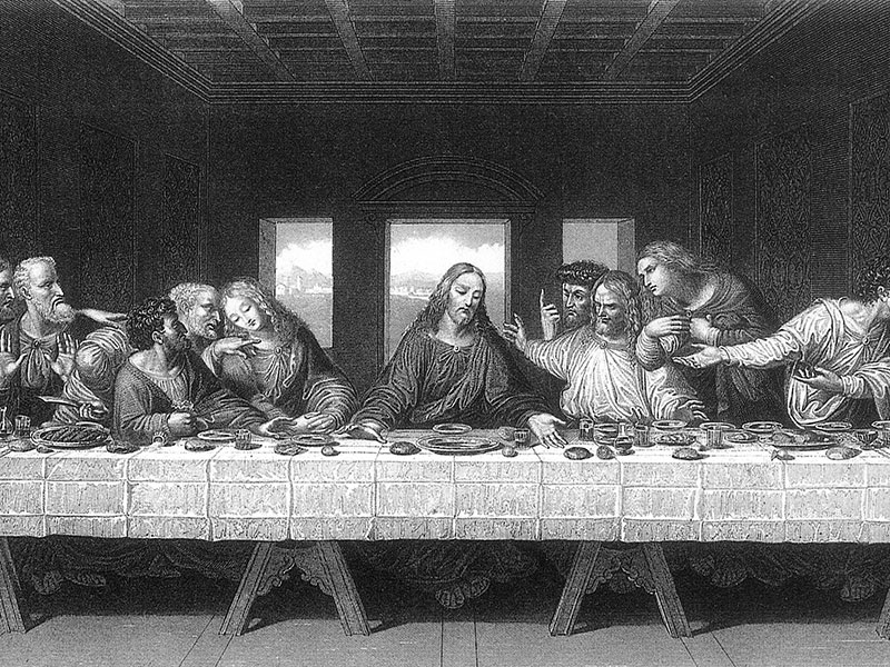 Steel engraving c. 1860 after Leonardo da Vinci's 'The Last Supper'.