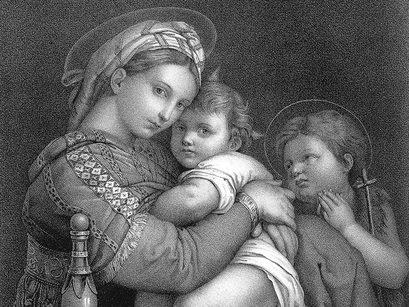 Lithograph c. 1850 after Raphael’s Madonna della Seggiola.