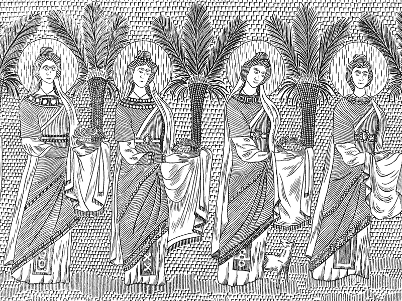 Ravenna, Mosaics in S. Apollinare, 20th-century engraving.