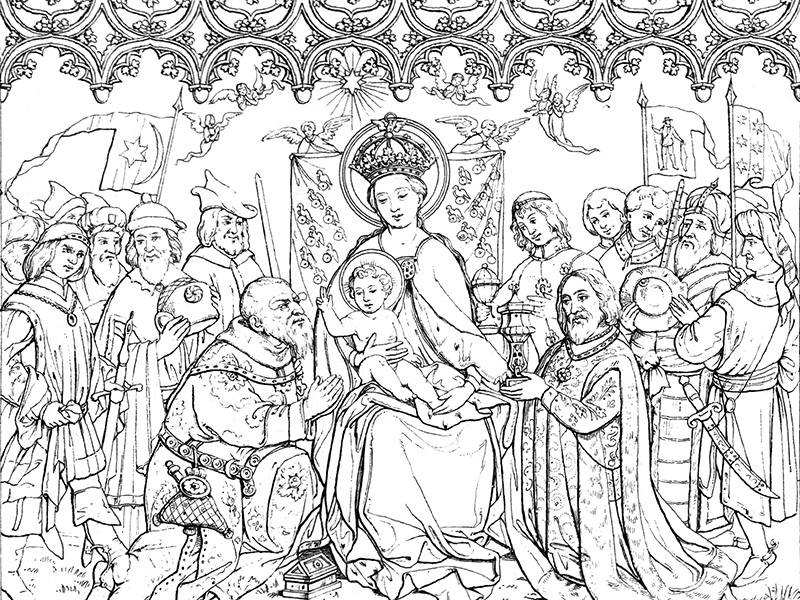 Engraving after Stefan Lochner’s ‘Adoration of the Magi’ in Cologne Cathedral.