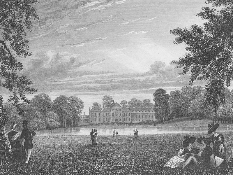 Kensington Palace, Hyde Park, steel engraving, 19th c. 