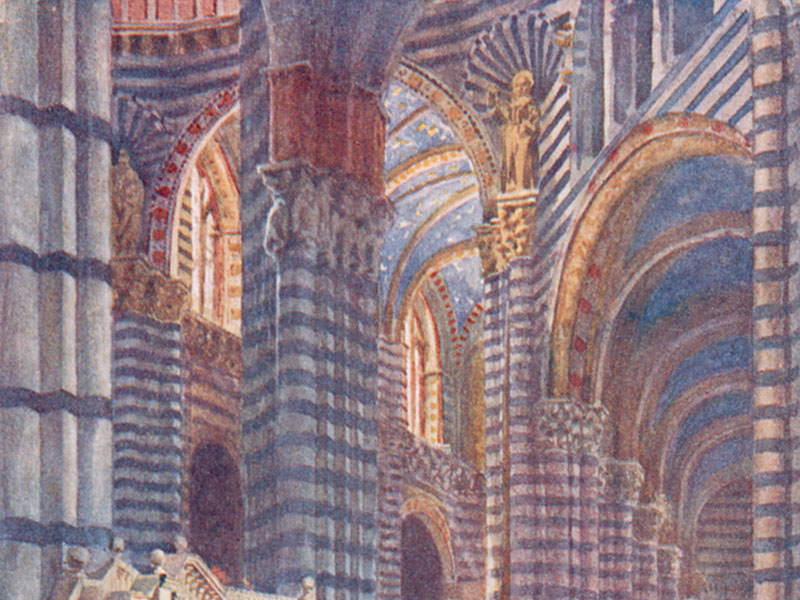 Siena, Cathedral, watercolour by W.W. Collins, publ. 1911. 