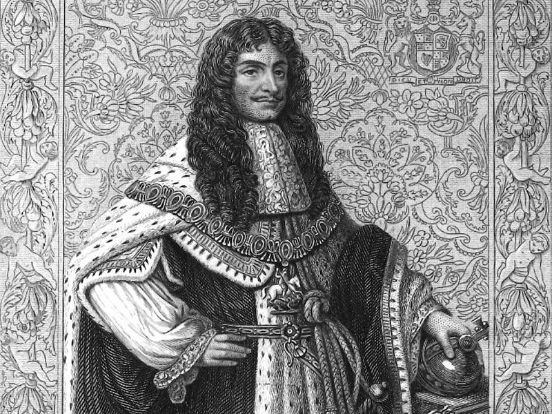 Charles II, engraved by H. Bourne, after the portrait by Sir Godfrey Kneller. 