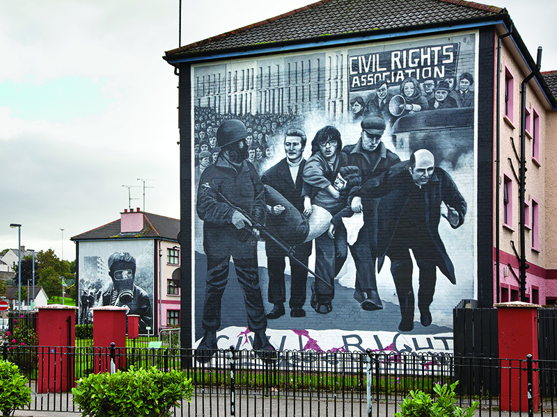 Political mural in Bogside, Derry-Londonderry, Photo courtesy of Tourism Northern Ireland.