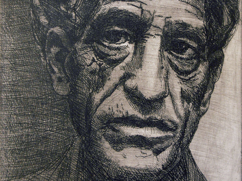 Alberto Giacometti, etching, author Jan Hladík (Czech printmaker) 2002.