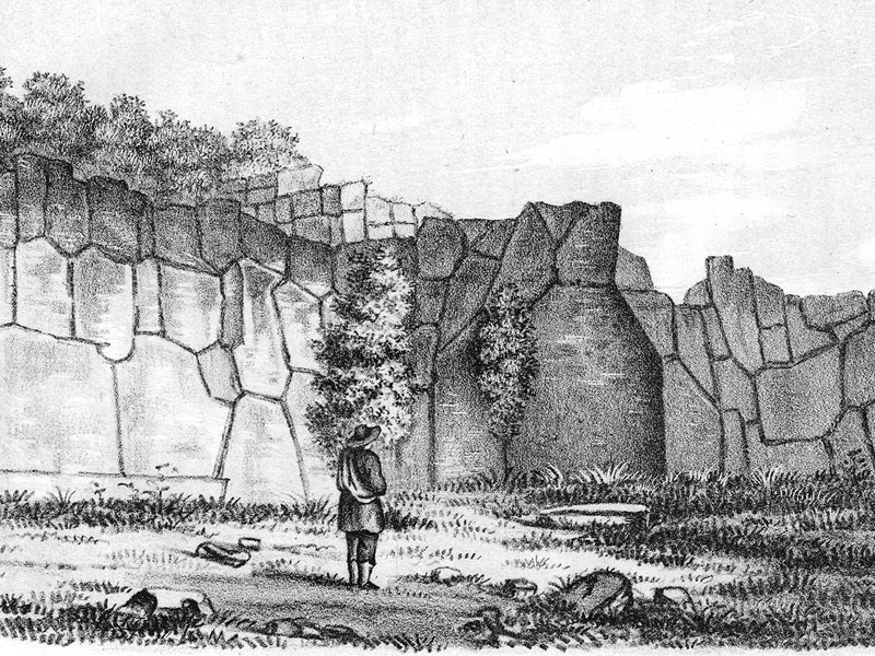 Remains of the Inca fort at Cuzco, lithograph 1854.