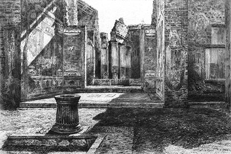 Pompeii, etching after W. Lockhart 1882.