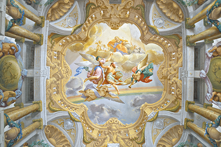 Photograph of the ceiling of the Palazzo Albergati.