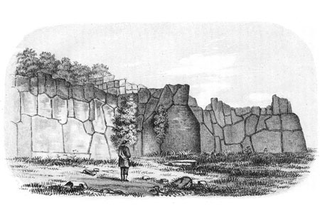 Remains of the Inca fort at Cuzco, lithograph, 1854. 