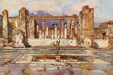 Pompeii, watercolour by Frank Fox, publ. 1915
