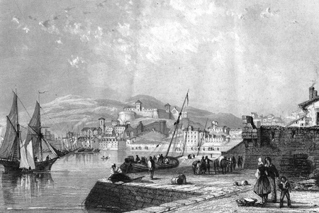 Trieste, steel engraving c. 1840