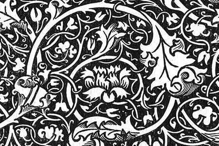 Design by William Morris, reproduced in Pen Drawings & Pen Draughtsmen by Joseph Pennell, publ. 1889