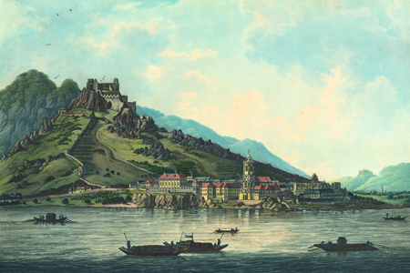 Dürnstein, 1820s aquatint by Jacob Alt (1789–1872).