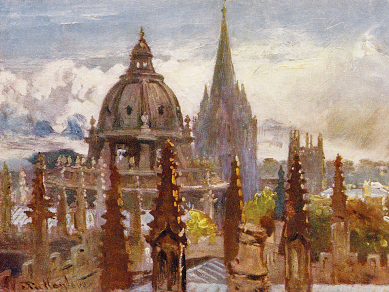 Oxford, from the Sheldonian Theatre, watercolour by J. Fulleylove, publ. 1922