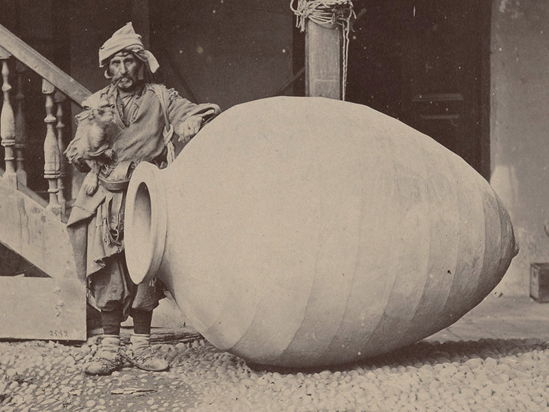 Large qvevri, used for wine production in Kacheti, Georgia. A scientific study by Mr Ernest Chantre. (1881)