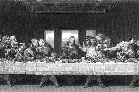 Steel engraving c. 1860 after Leonardo da Vinci's 'The Last Supper'.