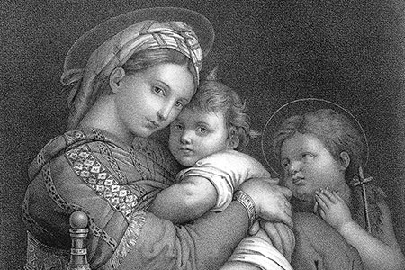 Lithograph c. 1850 after Raphael’s Madonna della Seggiola.