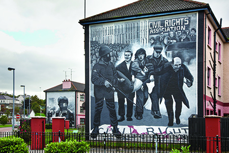 Political mural in Bogside, Derry-Londonderry, Photo courtesy of Tourism Northern Ireland.